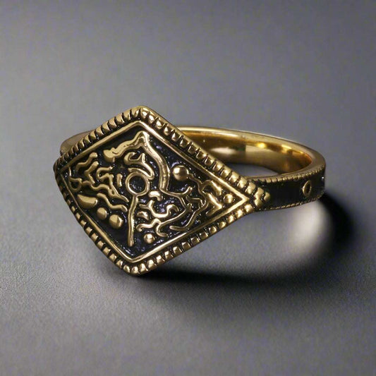 Dark Souls Game Series Ring of Favor 925 Sterling Silver Retro Gold Plated Ring - Lovez Aqua© -