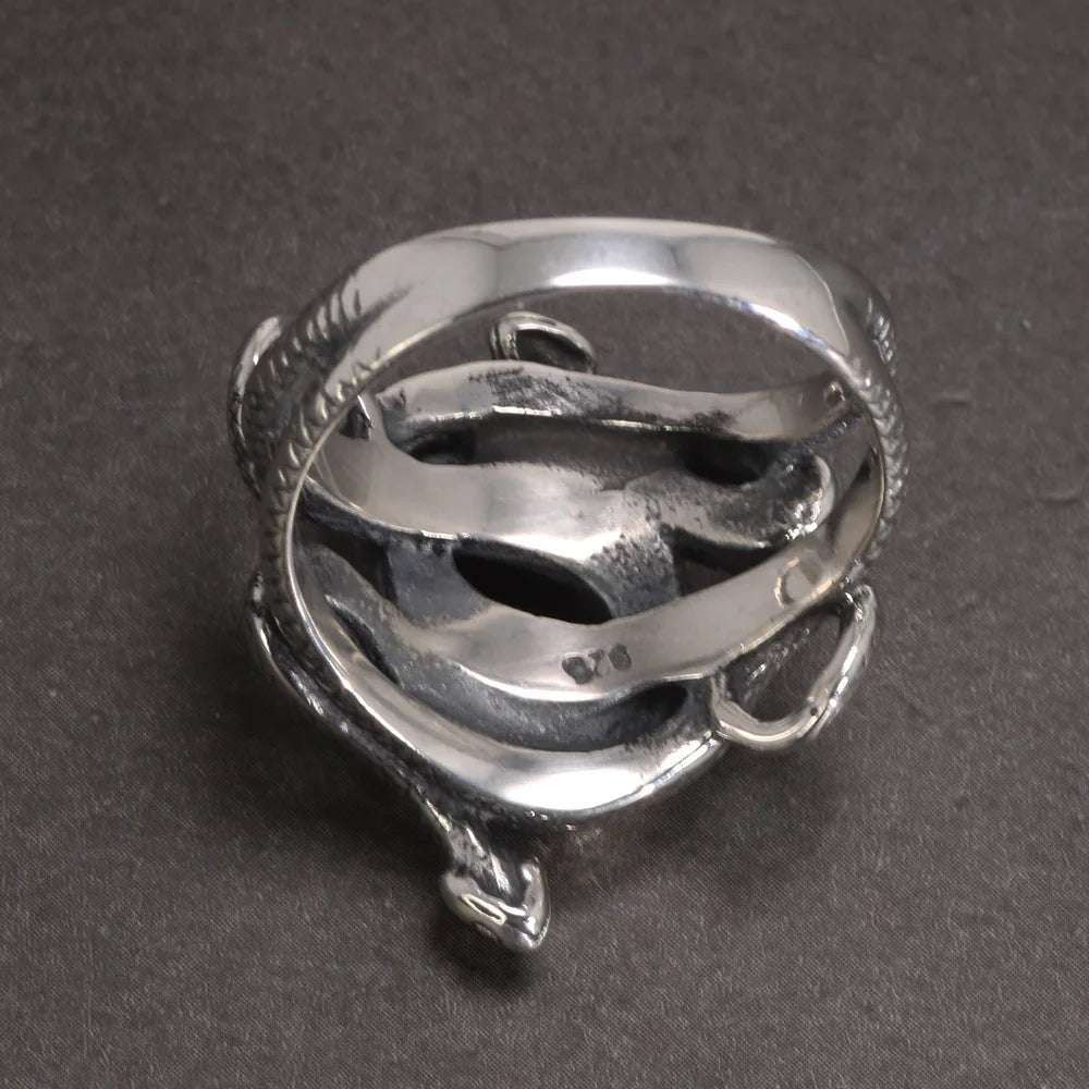 S925 Sterling Silver Harry Potter Slytherin Snake Unisex Punk Ring - Harry Potter -