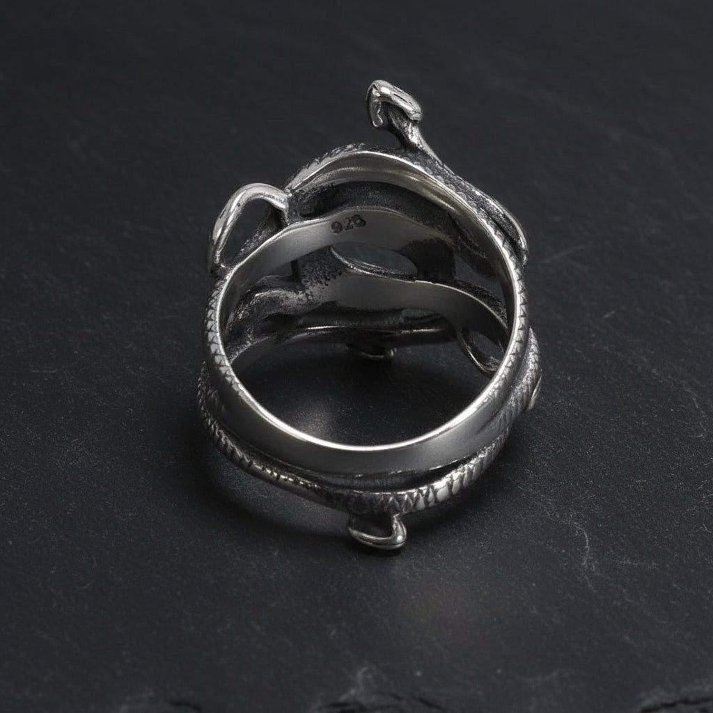 S925 Sterling Silver Harry Potter Slytherin Snake Unisex Punk Ring - Harry Potter -