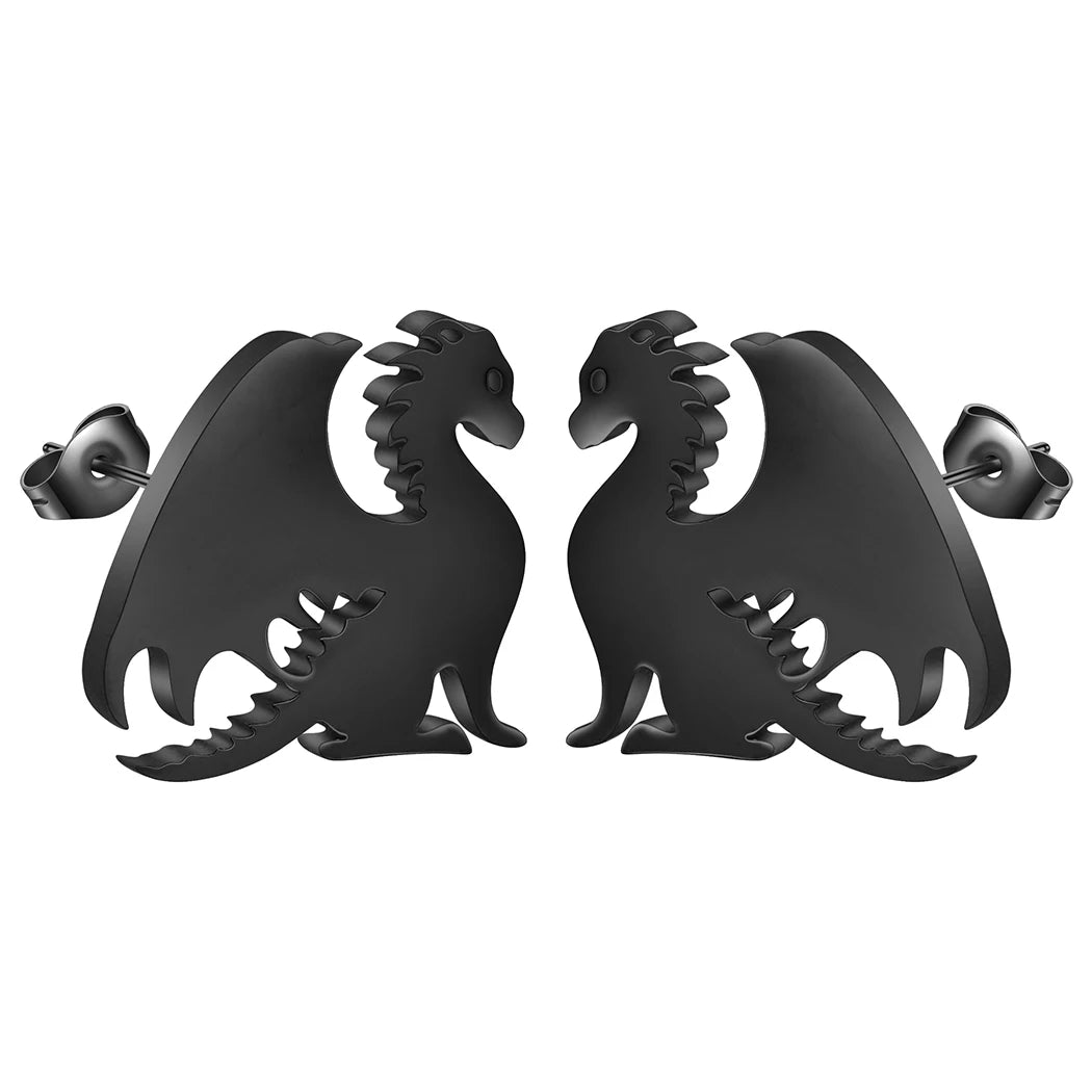 Fourth Wing Inspired Stainless Steel Mythical Dragon Unisex Stud Earrings - Lovez Aqua© -