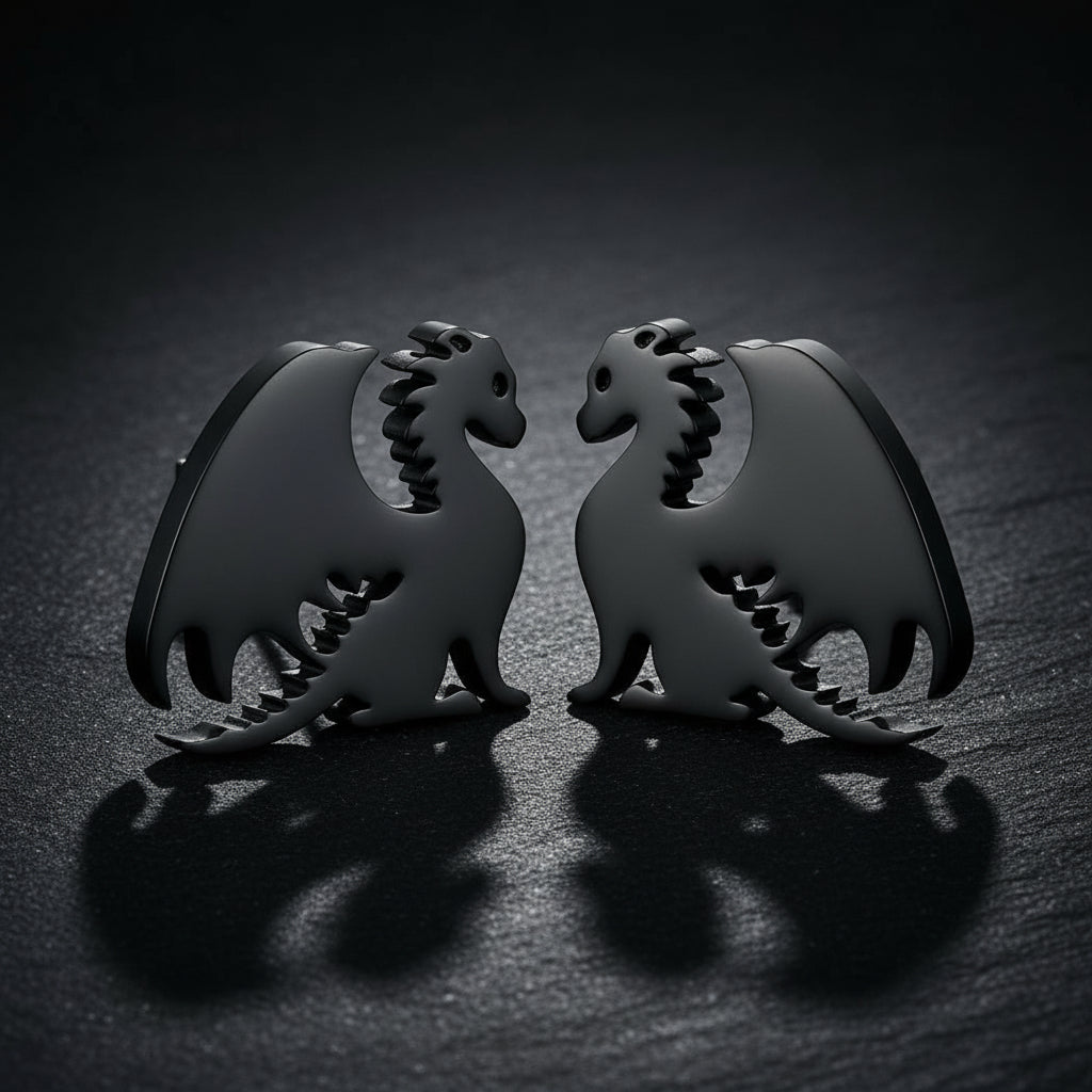 Fourth Wing Inspired Stainless Steel Mythical Dragon Unisex Stud Earrings - Lovez Aqua© -