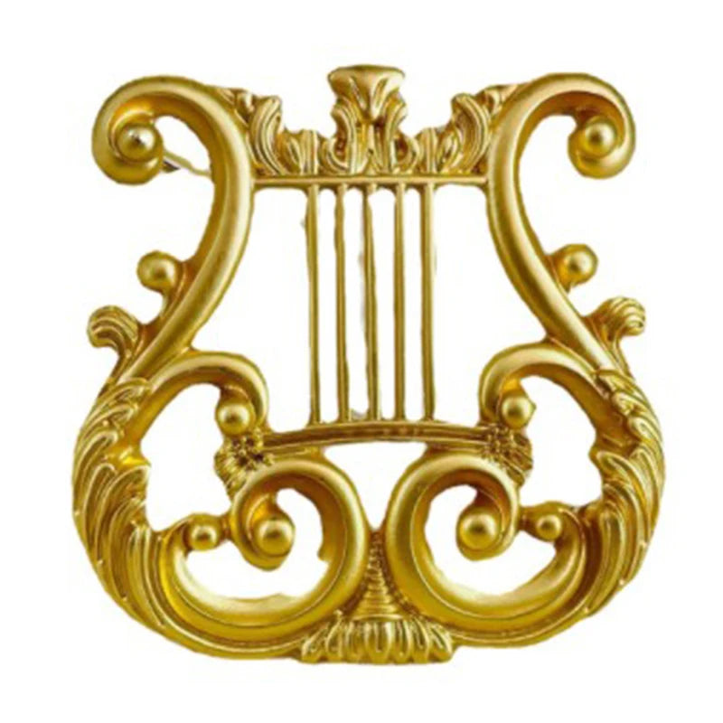 Vintage Golden Harp Antique Musical Instrument Lapel Brooch Pin