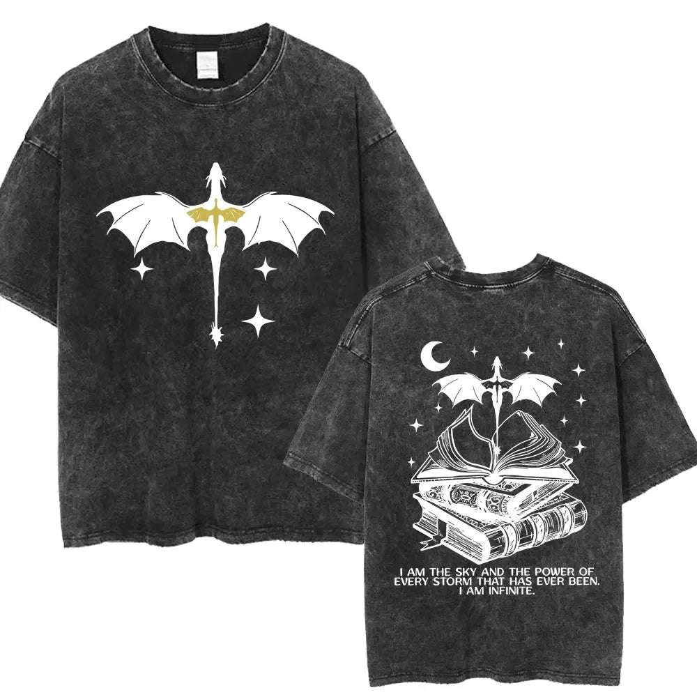 Fourth Wing Basgiath War College Double Sided Dragon Rider Vintage Unisex Shirt - Fourth Wing - H01572 Black / S