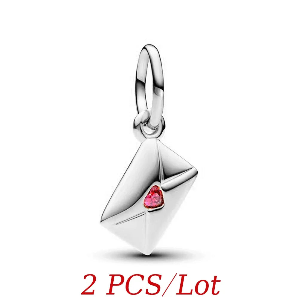 Pandora Replica Valentine's Love Letter Envelope Dangle Bracelet Charm - Pandora - Silver - 2 Pcs