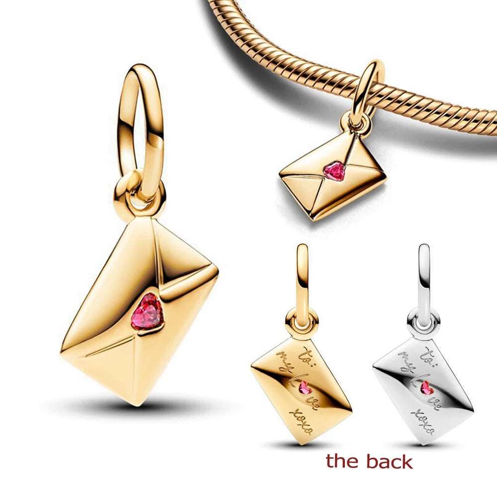 Pandora Replica Valentine's Love Letter Envelope Dangle Bracelet Charm - Pandora -