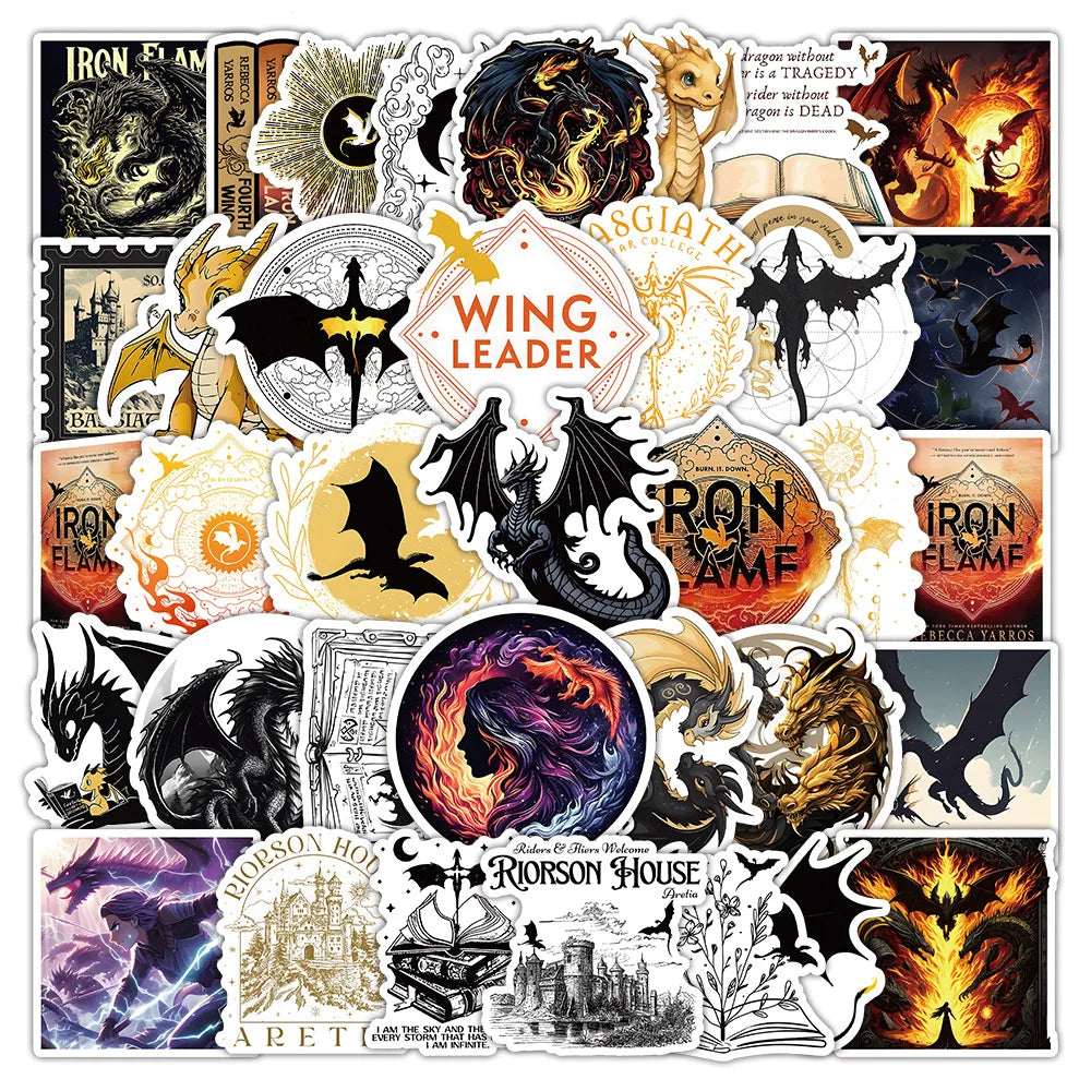 10/50Pcs Fourth Wing Rebecca Yarros Basgiath War College Dragon Stickers - Lovez Aqua© -