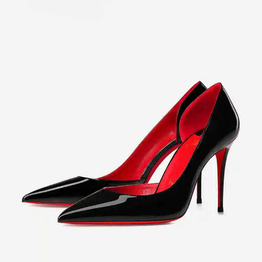 Woman's Red Sole Bottom Glossy Patent Leather Pointed Toe High Heels - Lovez Aqua© - Black Red Inner 6cm / US / 41