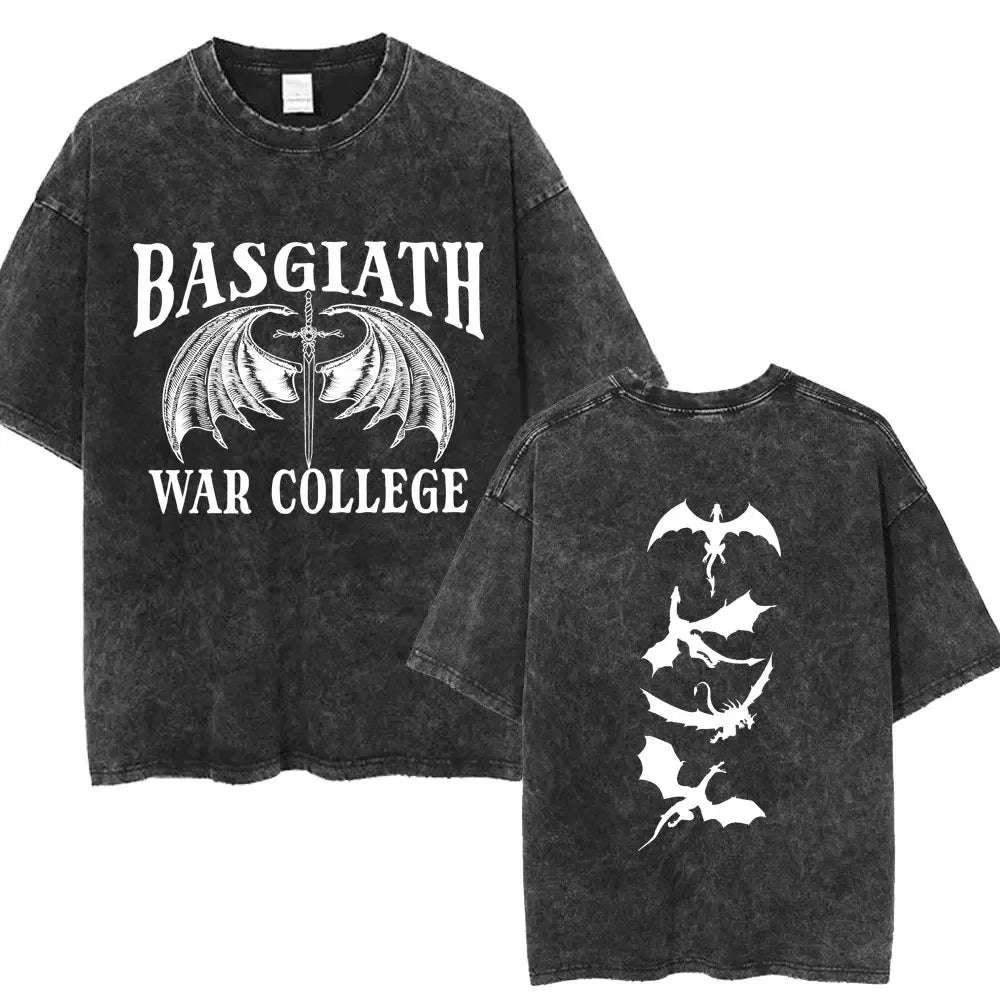 Fourth Wing Basgiath War College Double Sided Dragon Rider Vintage Unisex Shirt - Fourth Wing - H01582 Black / S