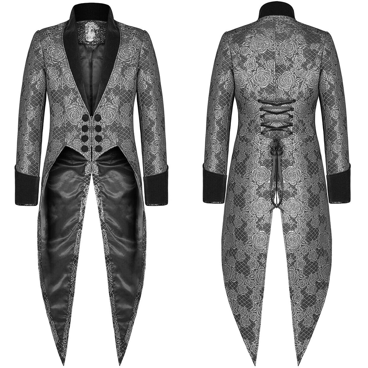 Regency Aristocrat Men’s Brocade Tailcoat Jacket – Renaissance Edwardian Embroidered Coat