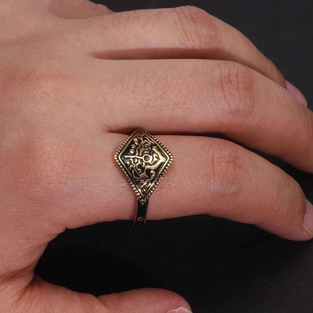 Dark Souls Game Series Ring of Favor 925 Sterling Silver Retro Gold Plated Ring - Lovez Aqua© -