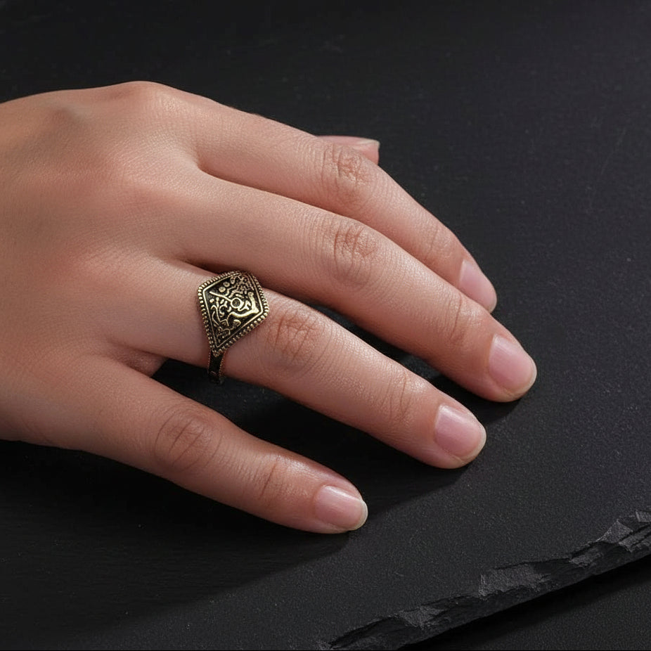 Dark Souls Game Series Ring of Favor 925 Sterling Silver Retro Gold Plated Ring - Lovez Aqua© -