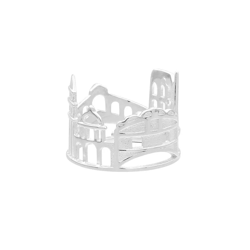 S925 Sterling Silver Hollow Out Venice Bridge City Architecture Women's Ring - Lovez Aqua© -