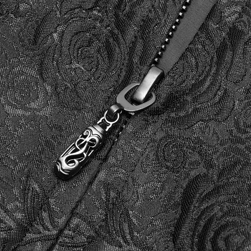 Men’s Gothic Renaissance Velvet Jacquard Slim-Fit Medium-Length Aristocrat Coat