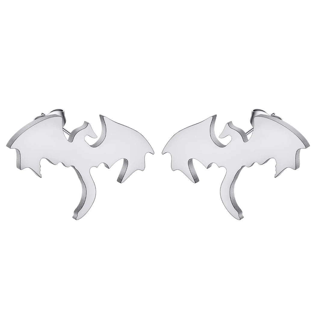 Fourth Wing Inspired Stainless Steel Mythical Dragon Unisex Stud Earrings - Lovez Aqua© -