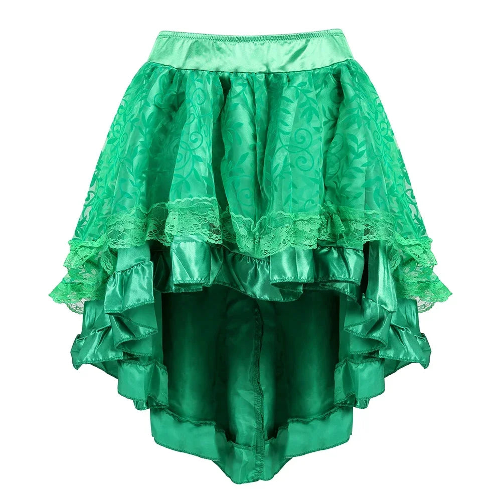 Women's Steampunk High-Low Victorian Pirate Skirt with Lace Trim