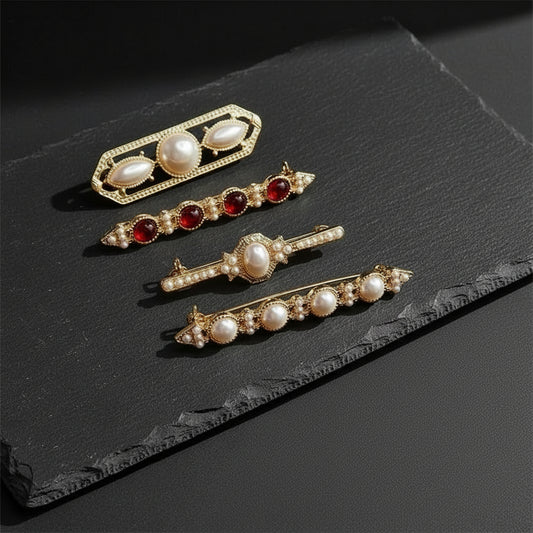 Women's Vintage Baroque Pearl & Gemstone Retro Palace Style Renaissance Brooch