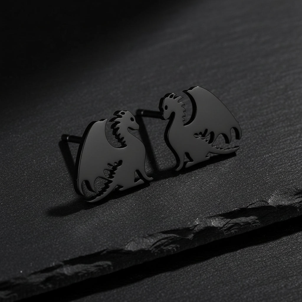 Fourth Wing Inspired Stainless Steel Mythical Dragon Unisex Stud Earrings - Lovez Aqua© -