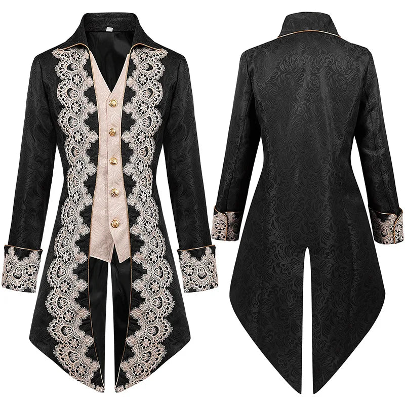 Men’s Aristocratic Renaissance Edwardian Tailcoat Jacket – Regency Brocade Frock Coat