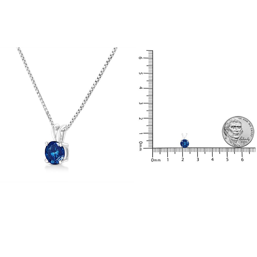 Solitaire Pendant Necklace with 14K White Gold and Round Lab Grown Diamond - Lovez Aqua© -