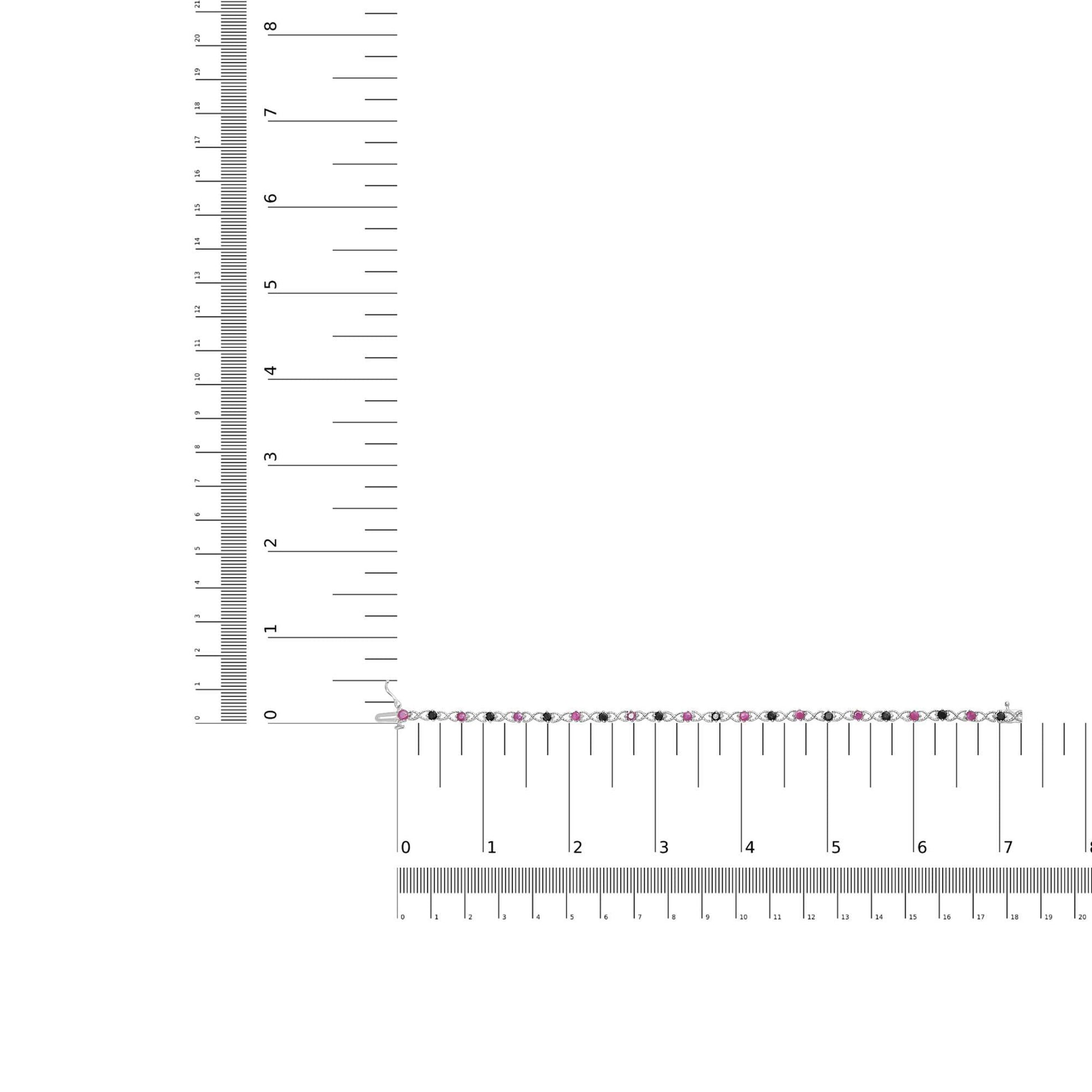 Sterling Silver 925 Treated Black Diamond & Lab-Created Pink Ruby Bracelet - Lovez Aqua© -