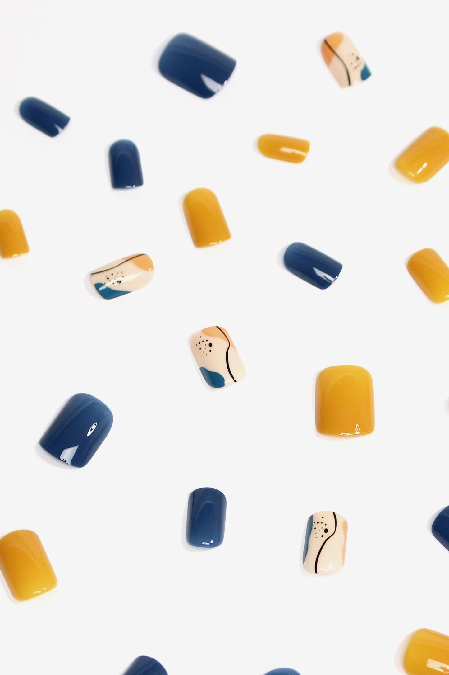 Tangerine Garden - Modern Abstract Art Soft & Durable Press-On Nails (28 Pack) - Lovez Aqua© -