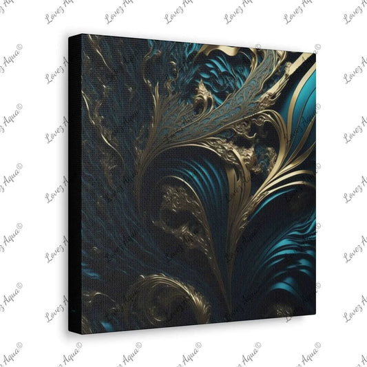 "Teal Whirls in a Golden Dream" Metallic Acrylic Wall Painting Lovez Aqua© - Lovez Aqua© - abstract,Art & Wall Decor,Canvas,Fall Picks,Hanging Hardware,Home & Living,Indoor,Top Spring Products,Valentine's Day promotion -