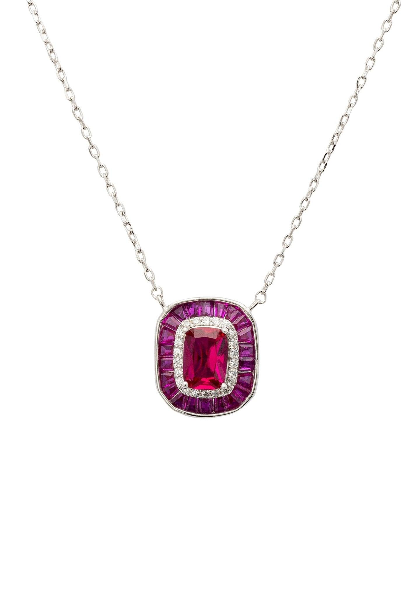 The Great Gatsby Inspired 925 Sterling Silver Necklace With Ruby Pendant - Lovez Aqua© -