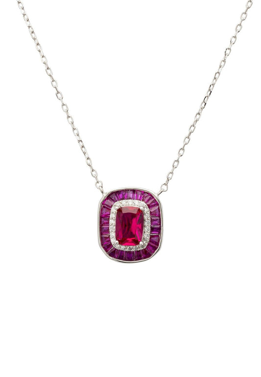 The Great Gatsby Inspired 925 Sterling Silver Necklace With Ruby Pendant - Lovez Aqua© -