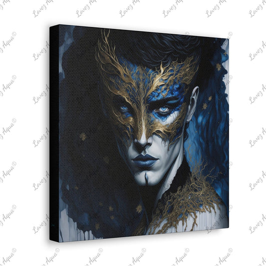 “The Handsome Masquerader” Teal & Gold Acrylic Wall Painting Lovez Aqua© - Lovez Aqua© -