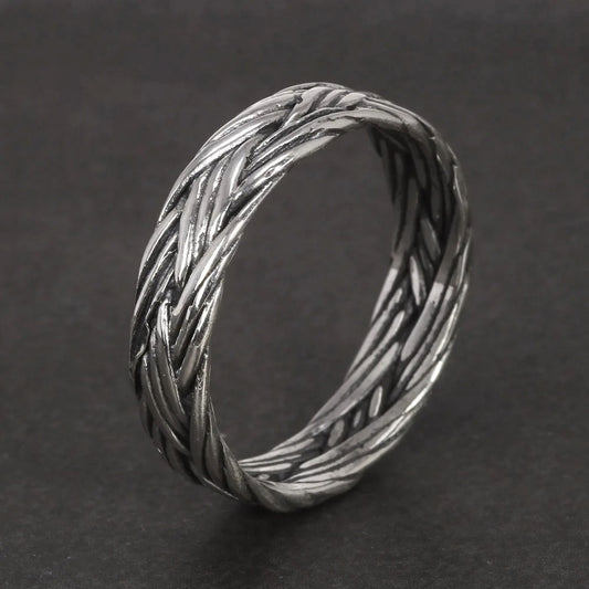 Men's S925 Sterling Silver Norse Viking Double Braided Heritage Style Ring