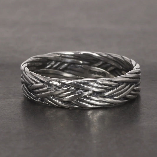 Men's S925 Sterling Silver Norse Viking Double Braided Heritage Style Ring