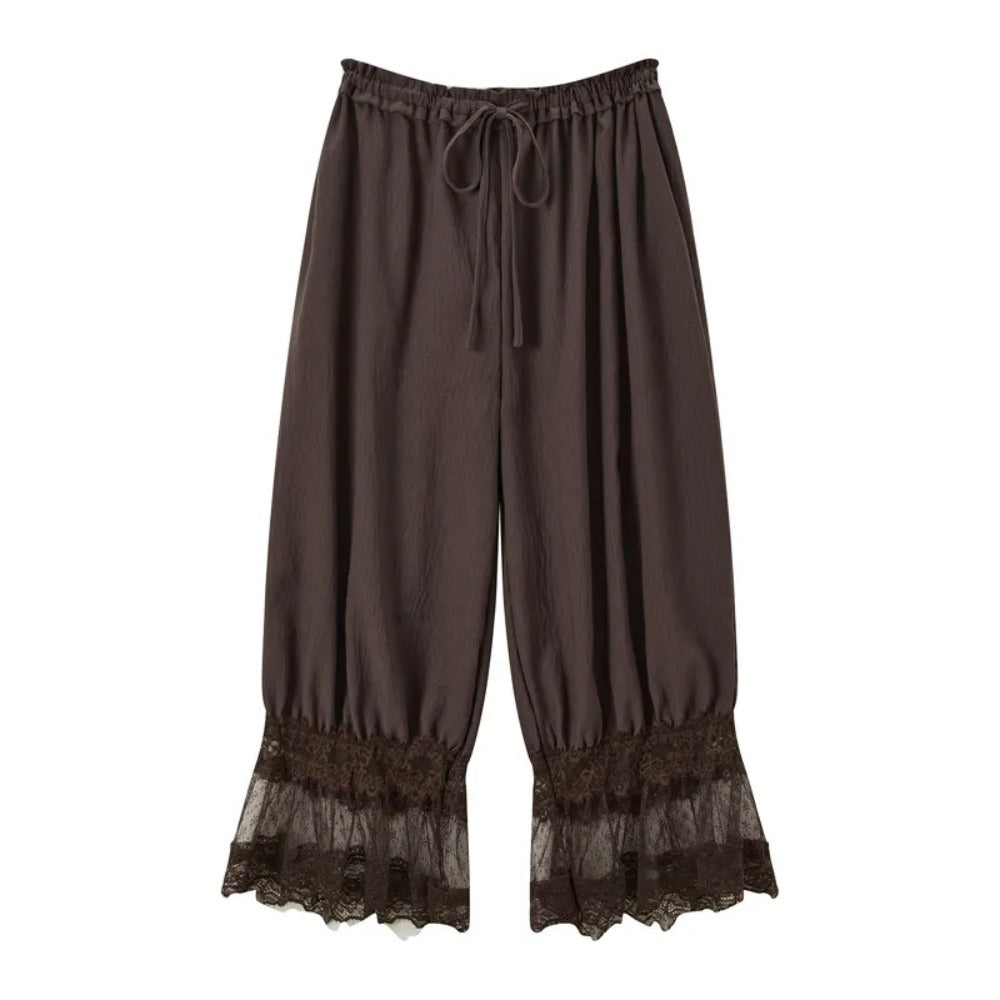 Vintage Victorian Lace-Trimmed Calf-Length Women's Bloomers with Drawstring