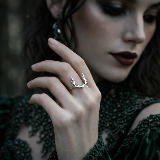 Women's Woodland Elk Antlers Nature Inspired Stag Ring