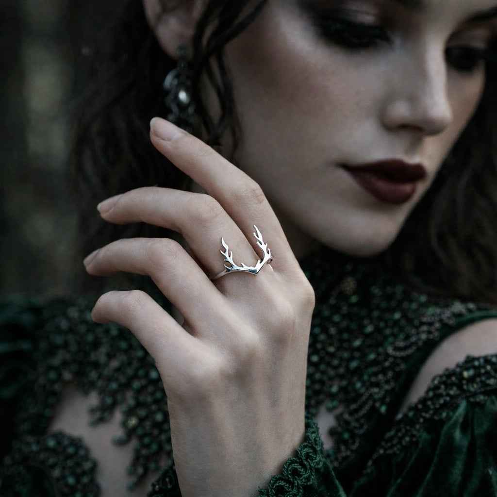 Women's Woodland Elk Antlers Nature Inspired Stag Ring