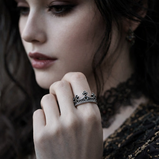 925 Sterling Silver European Medieval Renaissance Royal Crown Women's Ring