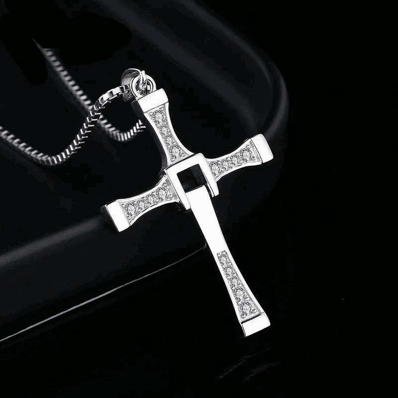 Fast & Furious Dominic Toretto 925 Sterling Silver Rotatable Cross Necklace - Lovez Aqua© -