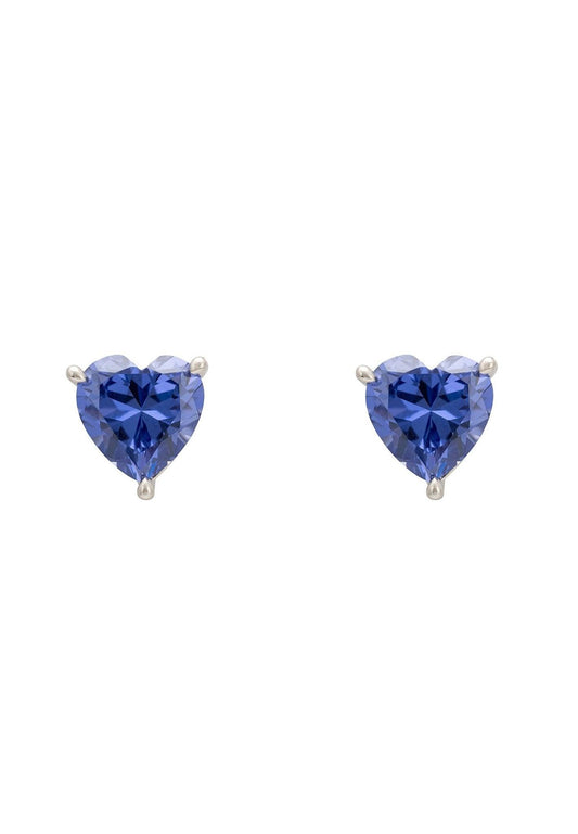 Women's 925 Sterling Silver Tanzanite Gemstone Heart Stud Earrings - Lovez Aqua© -