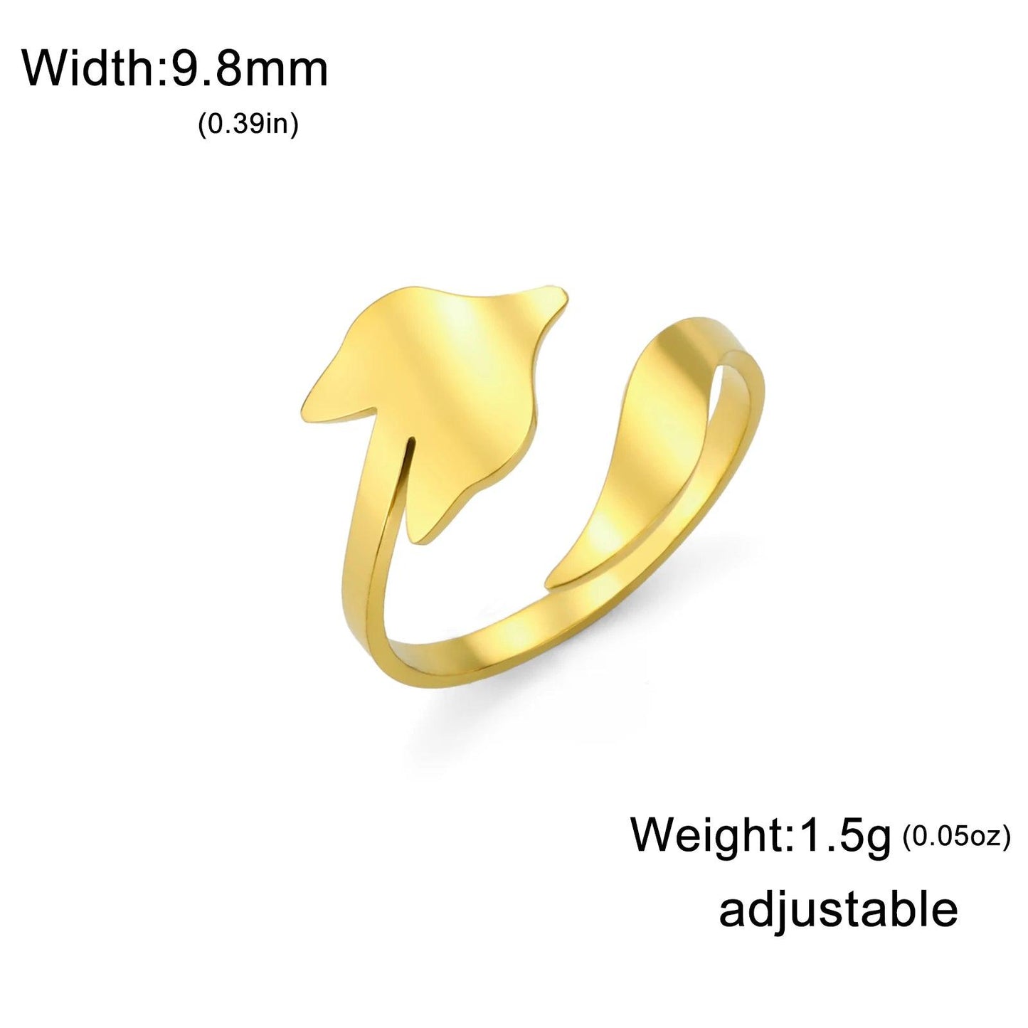 Women's Abstract Minimalist Fox Stainless Steel Adjustable Open Ring - Lovez Aqua© - Gold 2