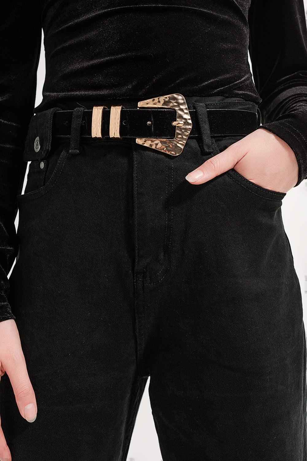 Women's Black Relaxed Fit Cotton Jeans With Pocket Detail