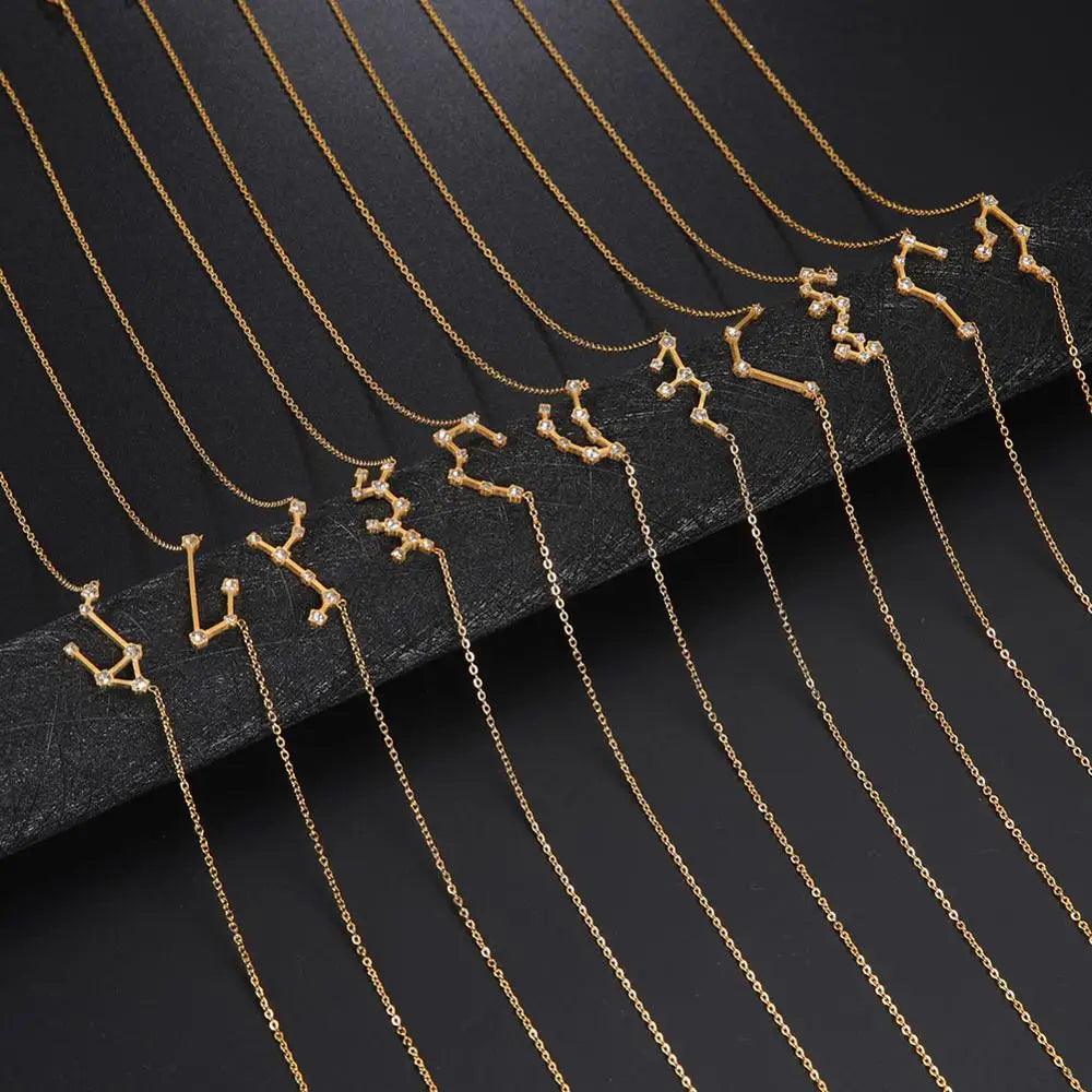 Women's Crystal Zircon Constellation Stainless Steel Necklace - Lovez Aqua© -