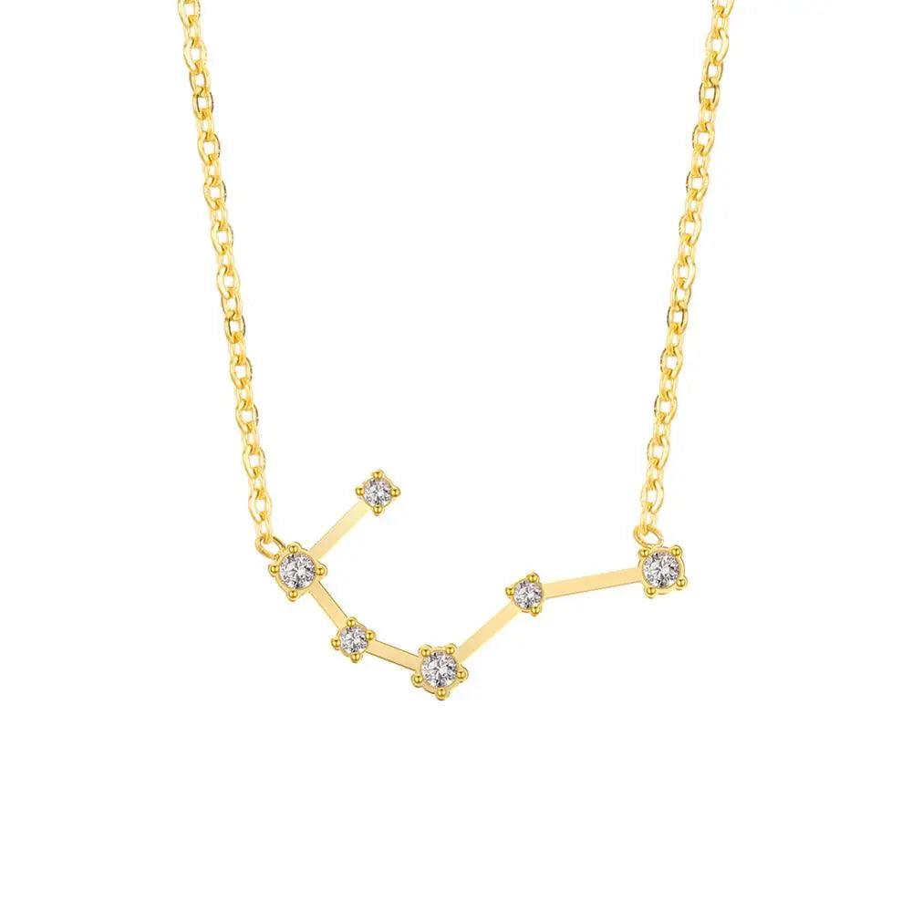 Women's Crystal Zircon Constellation Stainless Steel Necklace - Lovez Aqua© - Taurus - Gold