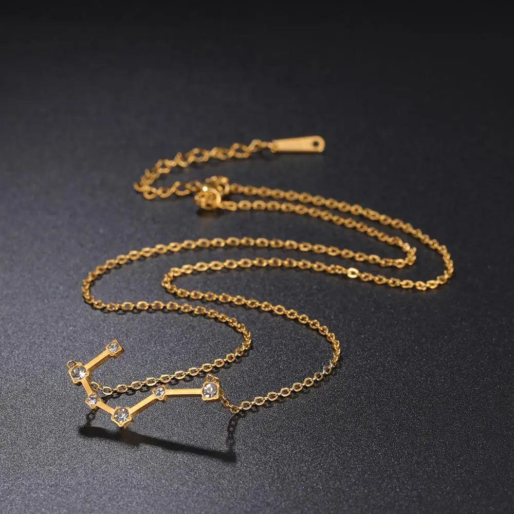 Women's Crystal Zircon Constellation Stainless Steel Necklace - Lovez Aqua© -