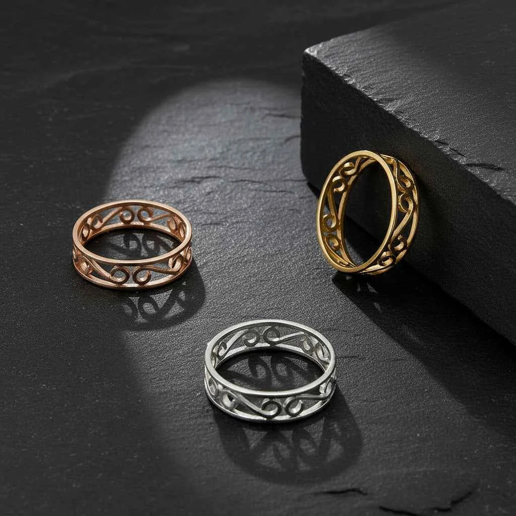 Women's Delicate Filigree Cutout Metallic Carved Ring
