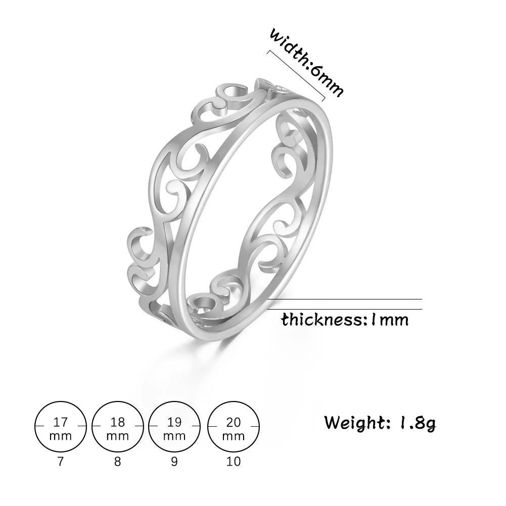 Women's Delicate Filigree Cutout Metallic Stainless Steel Ring - Lovez Aqua© - Steel Color-D / 9