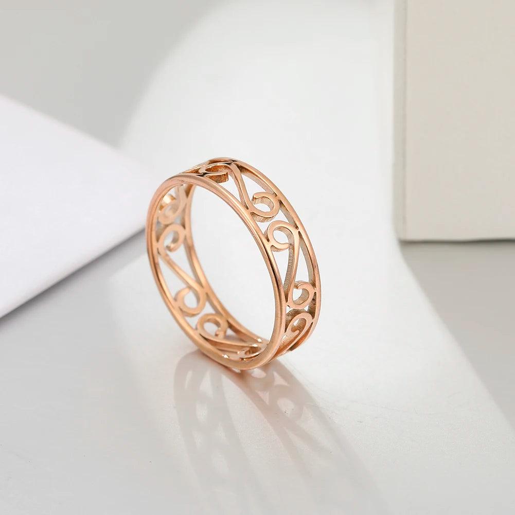 Women's Delicate Filigree Cutout Metallic Stainless Steel Ring - Lovez Aqua© -