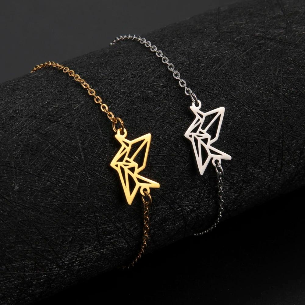 Women's Minimalist Origami Fox Stainless Steel Bracelet - Lovez Aqua© -