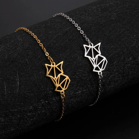 Women's Minimalist Origami Fox Stainless Steel Bracelet - Lovez Aqua© -