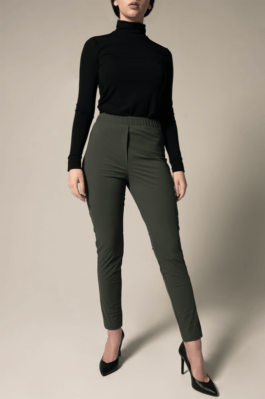 Women's Olive Green Nylon Skinny Fit Pants - Lovez Aqua© -