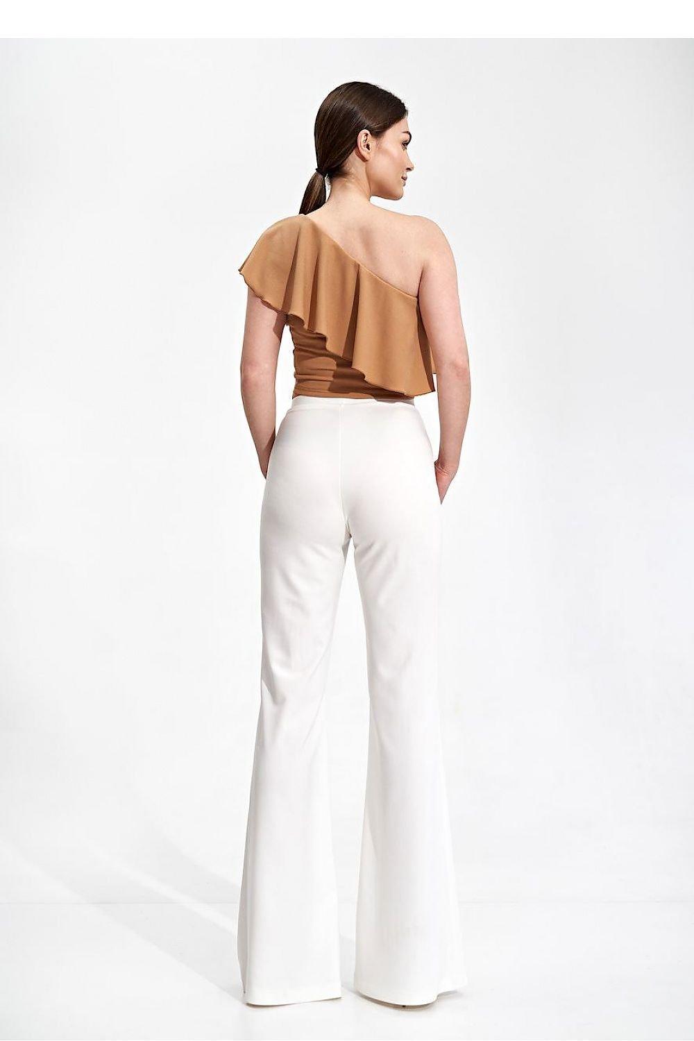 Women's Sleek White Pants With Flared Bottom Hem - Lovez Aqua© -