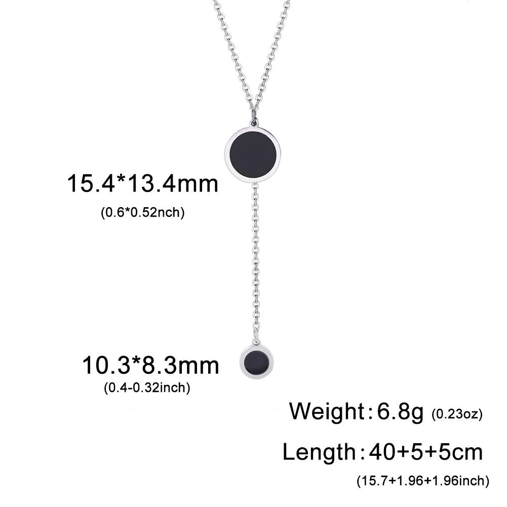 Women's Stainless Steel Minimalist Black Round Double Layer Choker Necklace - Lovez Aqua© - Silver 1